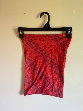 NATURAL LIFE Red Floral Strapless Tube Top